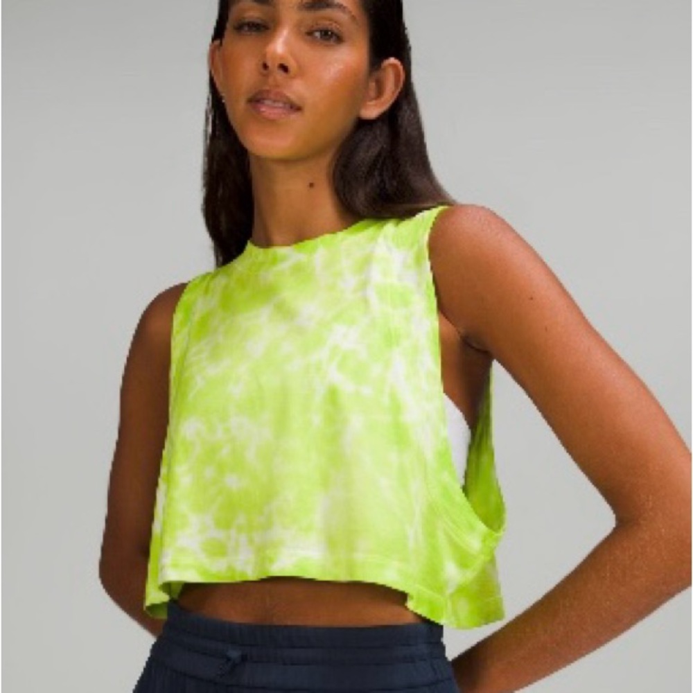 Lululemon Athletica Yellow Green Muscle Tee Crop